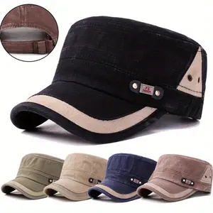 1pc Mens Womens Adjustable Classic Vintage Plain Color Vintage Hat Cadet Military Baseball Cap Flat Hat Outdoor Sun Hat