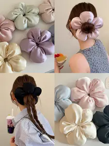 Korean version sweet floral headband, fluffy texture like bread, single flower design, simple plain rubber band, very suitable for daily styling accessories