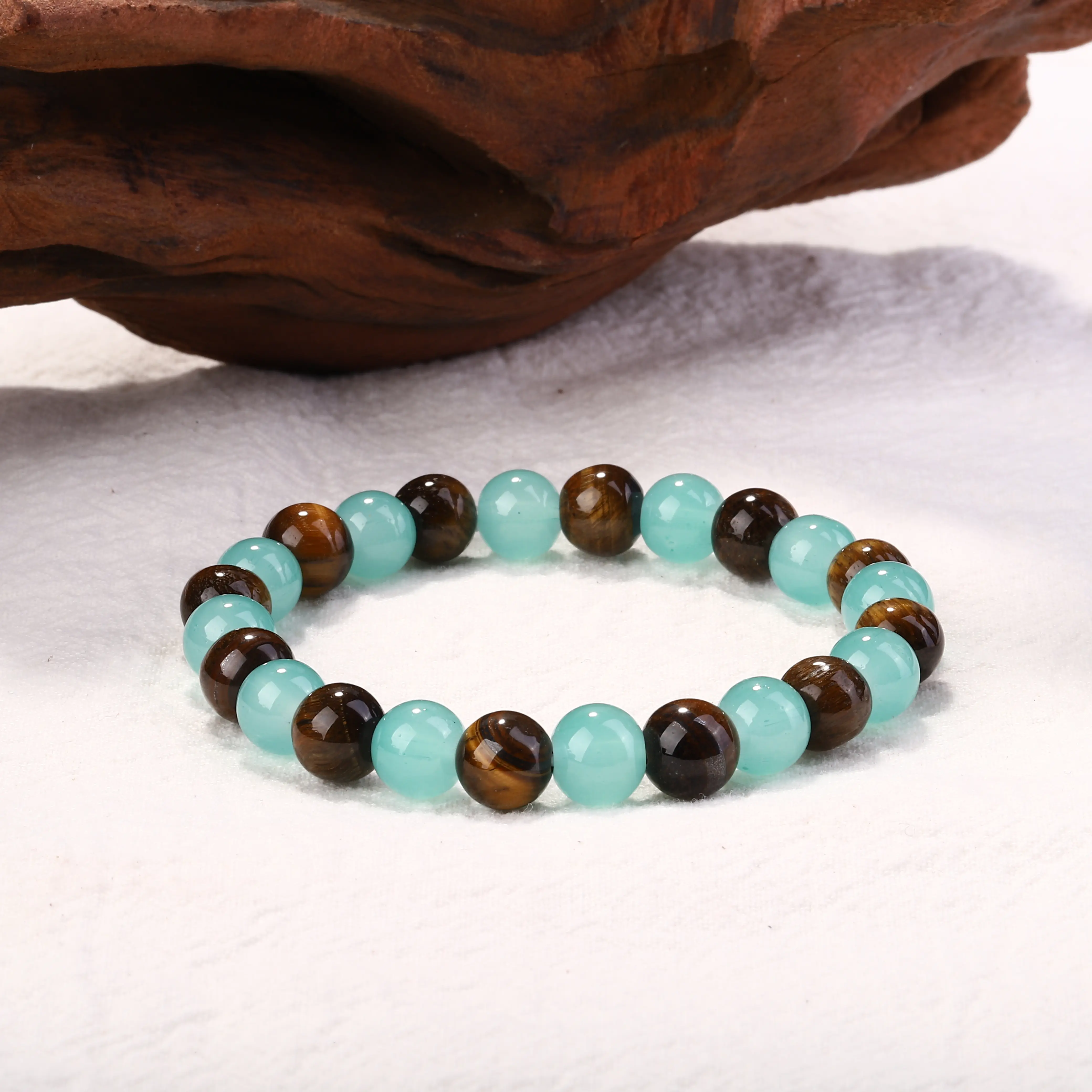 1pc Money Attraction Bracelet with Green Aventurine & Tiger Eye - blue friendship bracelet beaded jewelry protection bracelet encouragement gift fashion bracelet of the day Colorblock Beaded Crystal Bracelet