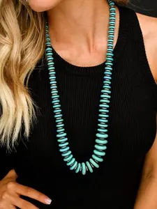 36"" Turquoise and Faux Navajo Pearl Graduated Disc Necklace
