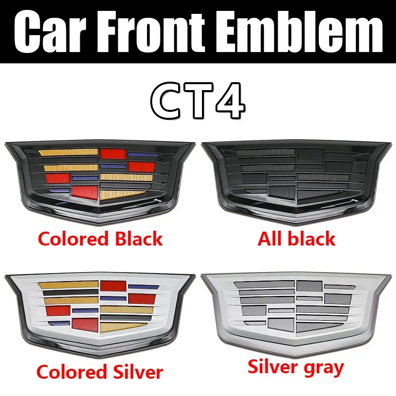 Cadillac Ct4 Front Grille Emblem and Rear Trunk Badge Replacement Set, Durable and Stylish Car Accessories, Automotive Vehicle Accessory, Perfect for Ct4 Major Restyling, Car Vehicle Decoration