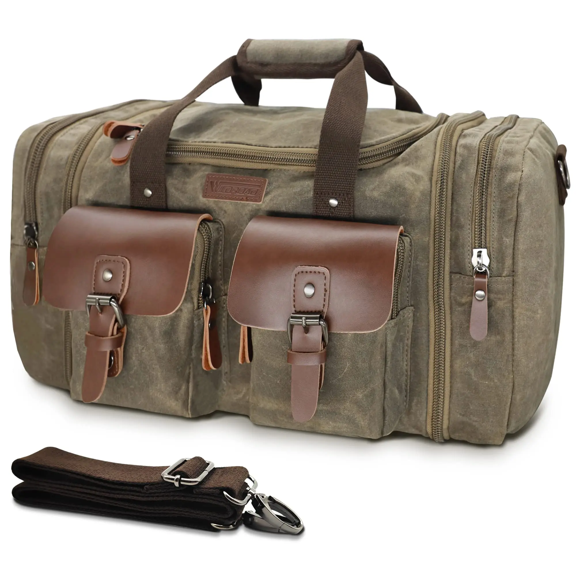 Men's 40L Canvas & Genuine Leather Convertible Duffle - Waterproof Vintage Carry-On, Expandable Garment, Fitness Item Convertible from Gym to Business, Business Trip Weekender, Adjustable Straps, Personalized Father's Day Gift, Business Trip Luggage, Trav