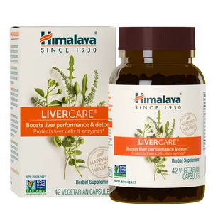 Himalaya LiverCare - Herbal Liver Support Promoting Waste Elimination, Liver Cleanse, Detox, and Bile Production - Vegan, Non-GMO, Gluten Free, 375 mg, 42 Capsules