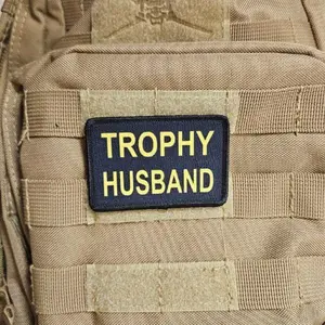 Trophy husband funny meme 2"x3" morale patch with hook and loop backing