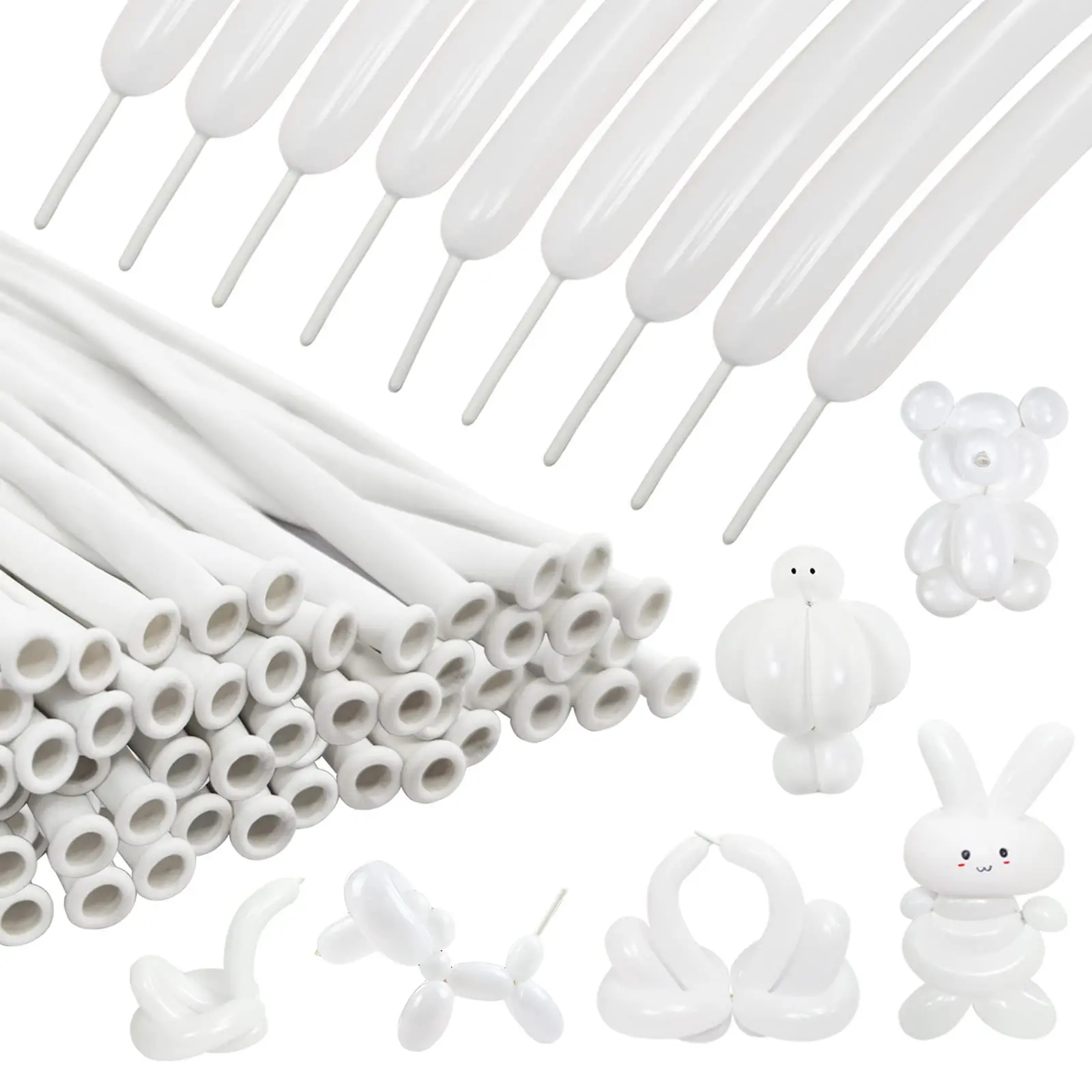100Pcs 260 Balloons White Long Balloons for Balloon Garland Thickening Skinny Latex Twisting Balloon for Animals Modeling Christmas Birthday Wedding Party Decorations Balloon Party Supplies Balloon Set