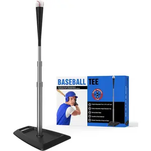 Portable Batting Tee for Baseball/Softball, Tees Height Adjustment from 24-45 inch, Baseball Tees for Hitting with Heave Duty Base, Softball Tee with 2 Durable Rubber Top, Tee Alloy Stem