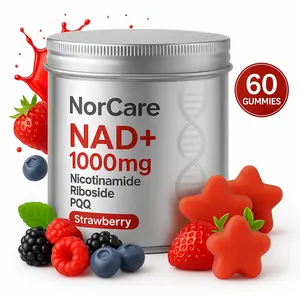 NorCare 1000mg NAD+ Berry-Flavored Gummies, Supports Skin Aging, Energy and Focus, 60 gummies in a bottle