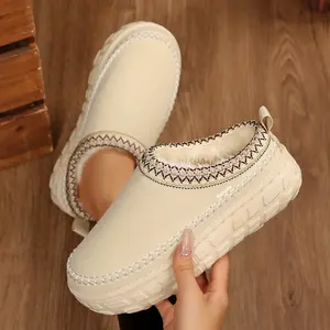 Women Winter Warm Plush Lined Boots Multi Color Tire Sole Fashionable Versatile Indoor Outdoor Shoes Fleece Slippers