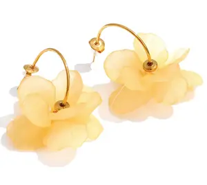 E244- Stainless Steel Resin Acrylic Flower Petal Drop Charms Earrings!
