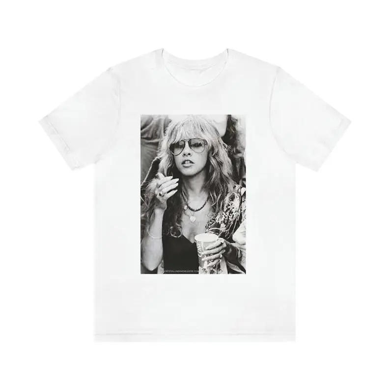 Stevie Nicks Graphic Tee Shirt, 70s Rock Fleetwood Mac Retro Unisex Jersey Short Sleeve Tee, Unisex 100% Cotton Tee