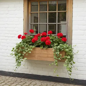 Handmade Rustic Cedar Herb Window Planter Box – Indoor/Outdoor Wooden Plant Pot