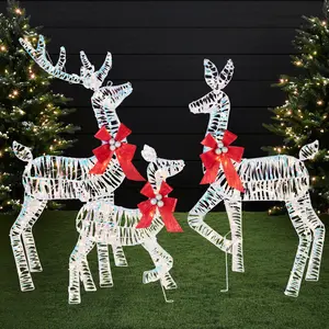 Best Choice Products 3-Piece 2D Deer Family Set, Lighted Christmas Outdoor Decoration w/ 175 Lights, Stakes