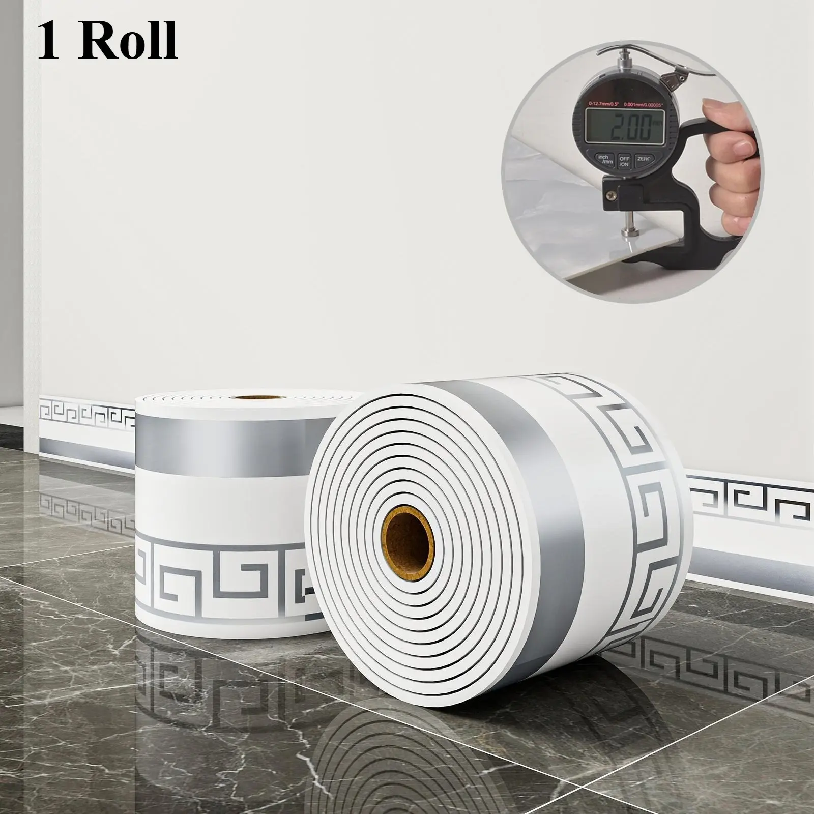 1 roll, 197 inches x 3.94 inches, Kitchen, thickened, European-style marble tile panel wallpaper, self-adhesive PVC faux brick, peel and stick, DIY removable with no residue, waterproof, wear-resistant, long-lasting