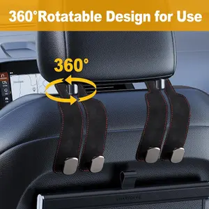 Car Seat Back Hook Double Hook Design 360° Rotatable Seat Headrest Storage Hook Convenient Decorative Modification Accessories for Most Cars