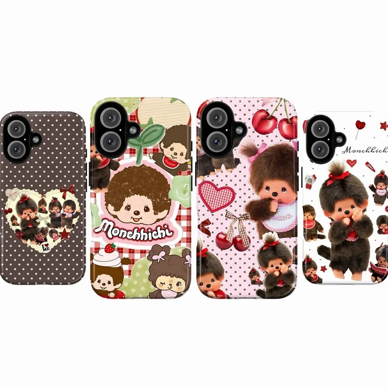 Kawaii Retro Polka Dot Phone Case, Durable Shockproof Cover for iPhone 17-7 & Samsung S21-S24, Cute Aesthetic Character Case