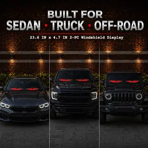 2Pcs App Control Full Color LED Devil Eyes Light Strips for Cars Trucks SUVs USB Powered Windshield Decorative Ambient Lighting Flexible Universal Fit Smart Power System App & Voice Control Car Accessories outdoorfun