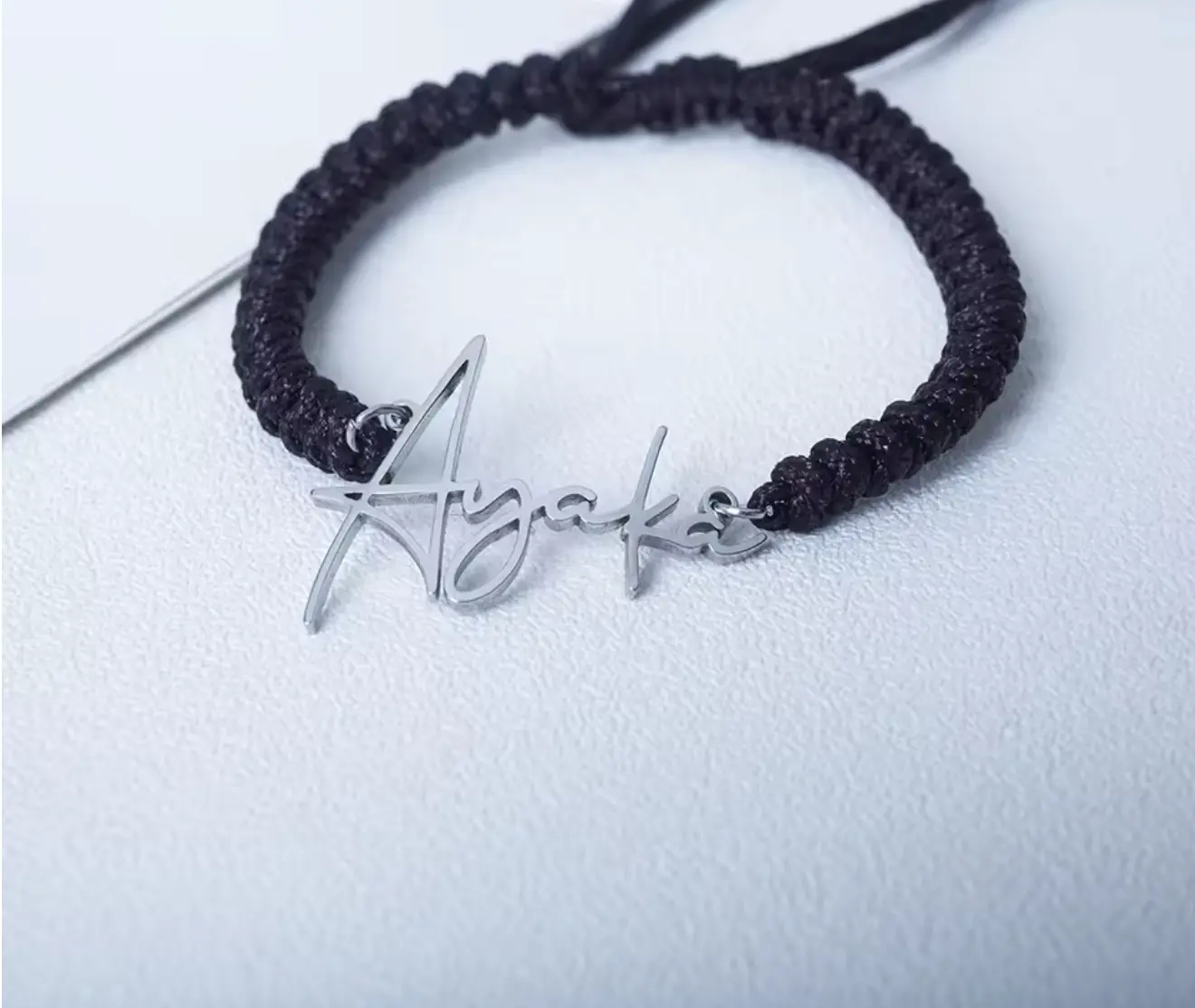 Custom Name Rope Bracelet - Adjustable Braided Cord with Personalized Metal Nameplate - Handmade Jewelry Gift for Men and Women - Couples Cute Gift