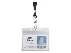 Advantus ID Holder/Lanyard Combo Pack - Horizontal - Vinyl - 20 / Pack - Black/Clear  AVT91132