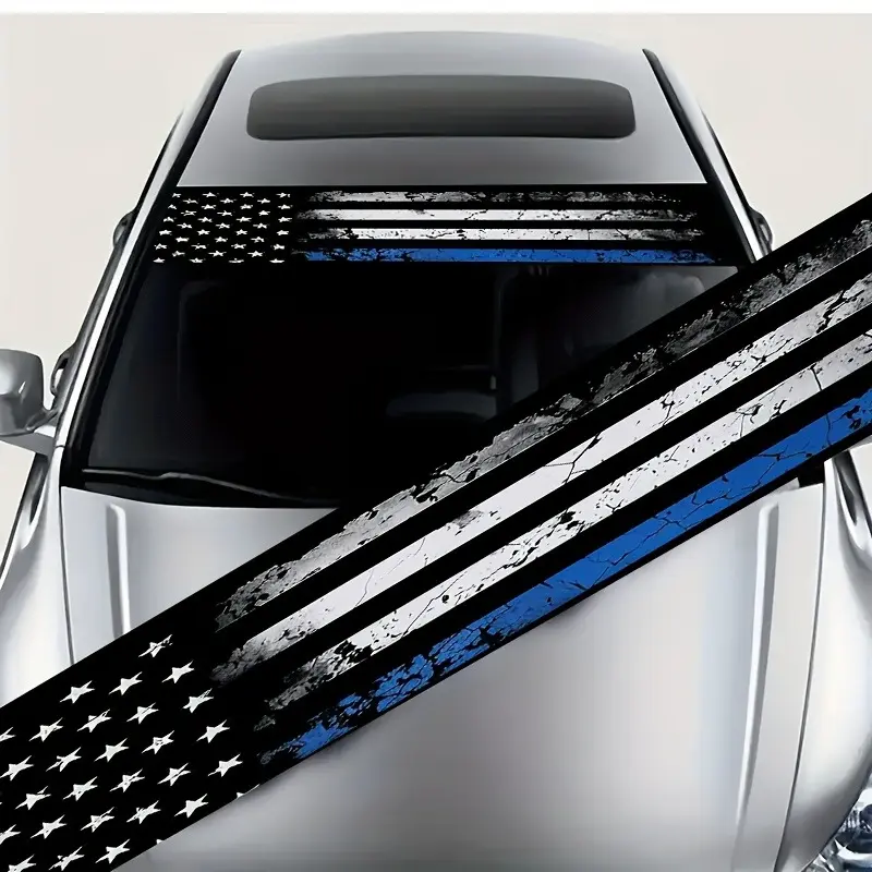 1PC American Flag-Style Car Stickers, Easy To Apply, Leaves No Residue, Suitable for Car Windshields and Rear Windows, Fits Sedans, Trucks, and SUVs, Self-adhesive, Automotive Decals, Automobile Decals, Vehicle Decoration