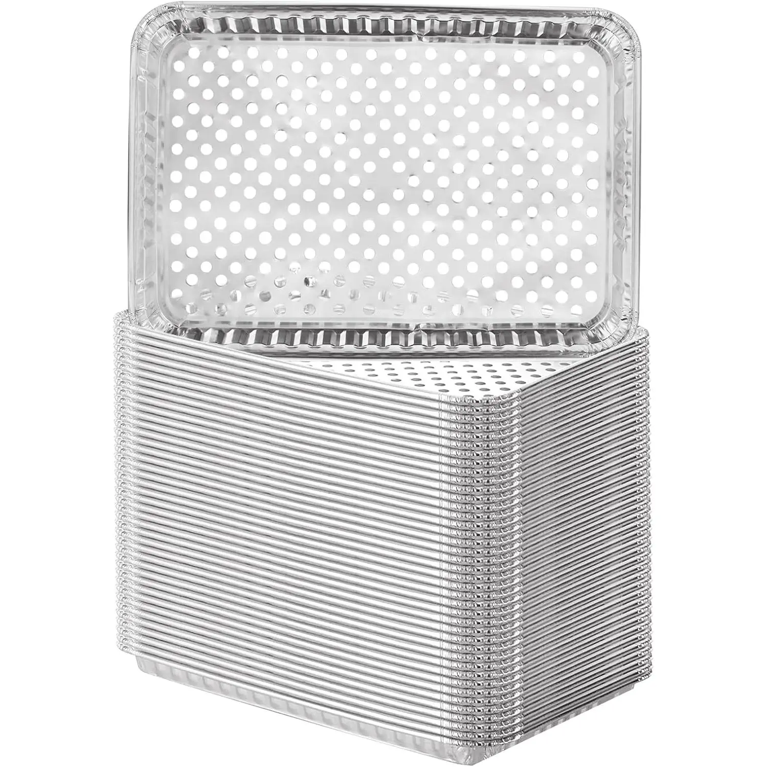 20 Pack Disposable Aluminum Foil Grill Topper Pans with Holes  Perforated Grate Liners Trays for Outdoor Grills BBQ Accessories Cooking and Camping 16.2 x11.7 Inch