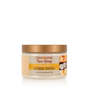 Creme of Nature Pure Honey Twist & Hold Defining Custard - Coconut, Shea, Smooth Haircare for Frizz Control, 11.5 oz