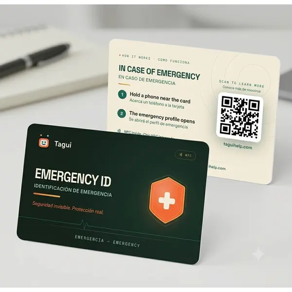 Tagui Emergency Medical ID Card - NFC Wallet Card, Tap for Instant Emergency Info, No App or Battery Needed