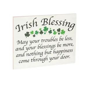 JennyGems St Patrick's Day Decor, Irish Blessing Sign, May Your Troubles Be Less and Your Blessings Be More, Irish Prayer, Irish Decor, Made in USA