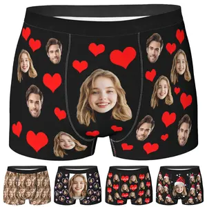 BARLEY ONE Click “Shop Chat”, Send Photos, Personalized Underwear for Men with Face Custom Face Boxers Customized Boxer Briefs Funny Gifts for Mother's Day, Him Husband Boyfriend, 01