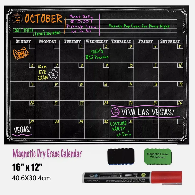 MFLABEL 16"x12" Flexible Magnetic Dry Erase Planning Board - Refrigerator Calendar, Office Stationery Organization Tool