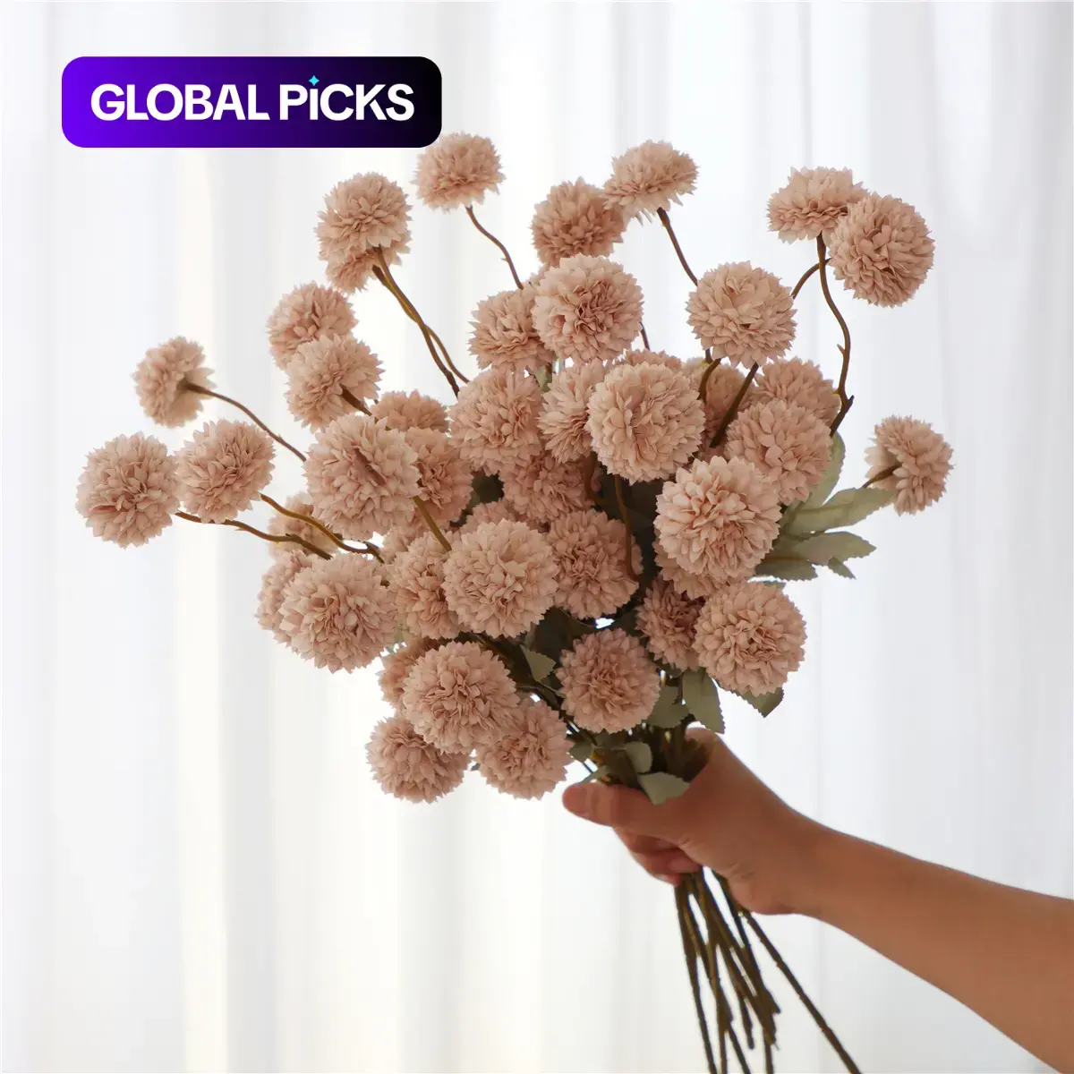 12pcs Spring Artificial Pom-Pom Snowball Flowers, Faux Silk Blooms, Artificial Flower Decorations, Floral Decoration for DIY Bouquets, Wedding Centerpieces and Home or Office Decor, Gifts for Valentine's Day, Birthday #GLOBAL PICKS