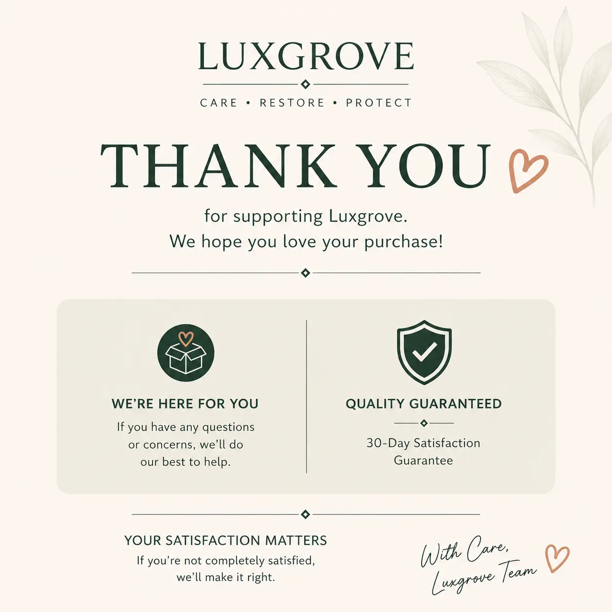Household Cleaners Guarantee Card - Free Gift, Not Eligible for Individual Sale