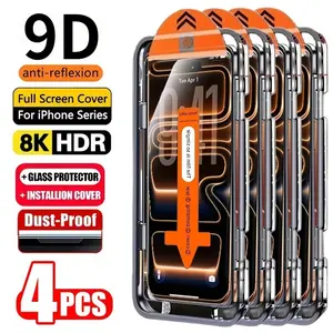 4-Pack Full Coverage HD Tempered Glass Protective Screen Protector for iPhone Models, 9h Hardness Anti-Scratch Anti-Fingerprint Protection, Shell Friendly, Accessories