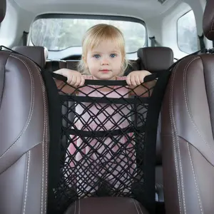 Car Seat Storage Net Pocket Car Seat Back Organizer Hanging Bag for Preventing Children and Pets 3 Layer Car Mesh Organizer,carseat accessories,vehicle organization,car trunk organizer,car seat snack organizer,car center console organizer,phone holder