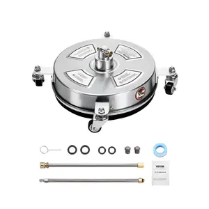 VEVOR 16.5 Pressure Washer Surface Cleaner, Stainless Steel Pressure Washer Attachments with 4 Wheels, 4000 Max PSI, 1/4 Quick Connector, 2 Spray Nozzles, 2 Extended Wands for Concrete, Patio, DeckVEVOR Super Brand Day