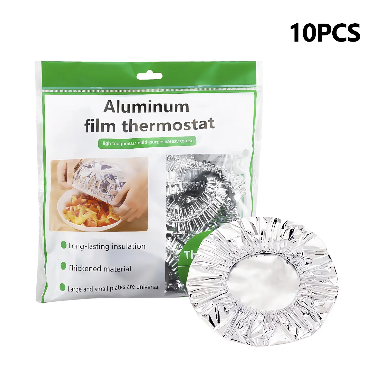 Dustproof Aluminum Foil Food Covers Warm Keeping 10 Pieces - Insulation Cover for Kitchen Dishes, Warmth Retention, Reusable and Stretchable, Fits Plates, Bowls, and Containers