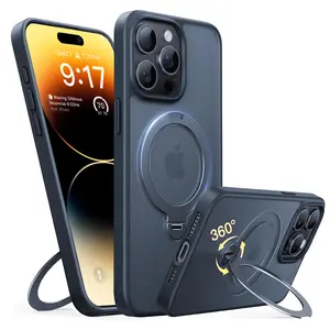 Upgraded 360° Spin Magnetic Stand Phone Case, Support Magsafe,Translucent Slim Soft Edge Accessories Wireless