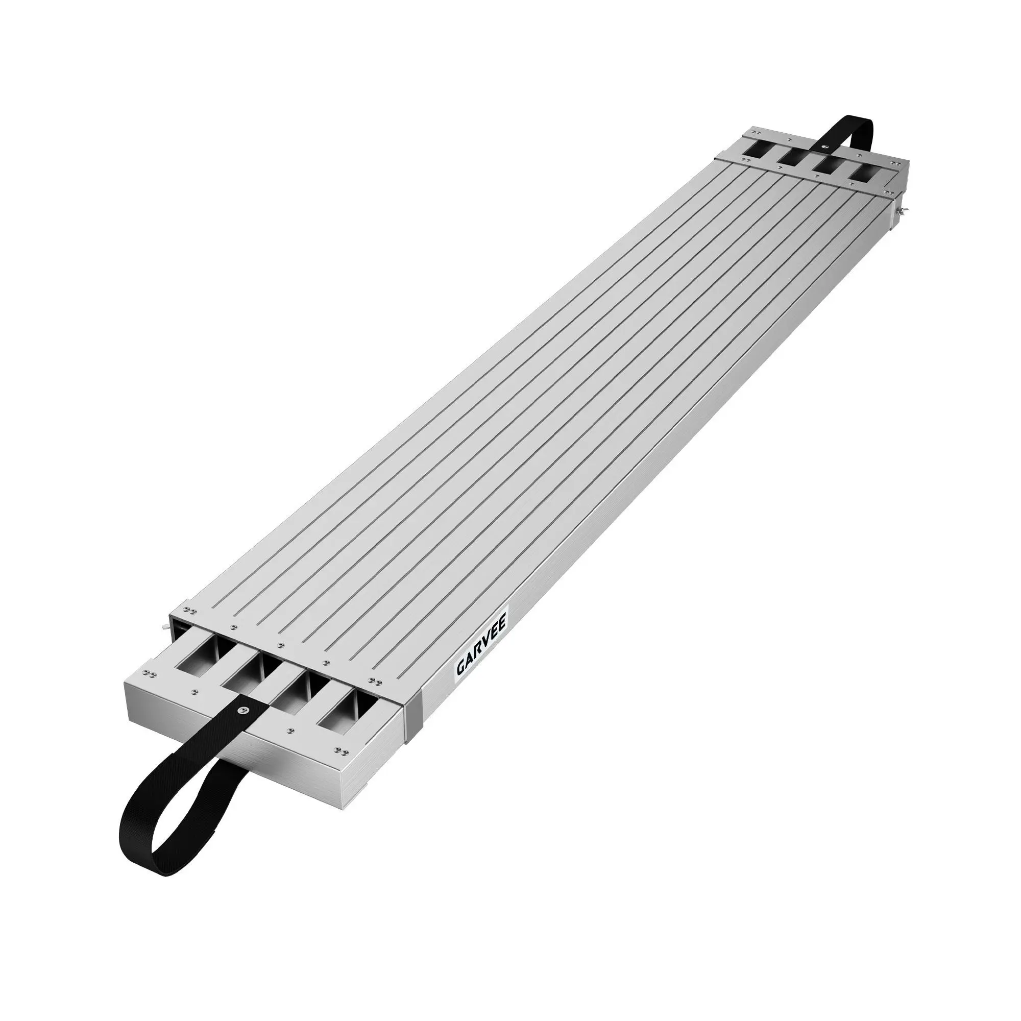 6-15' Telescoping Scaffold Plank, Aluminum Adjustable Work Platform with Anti-Slip Surface & Safety Straps, Heavy Duty Ladder Plank for Construction & Home Projects