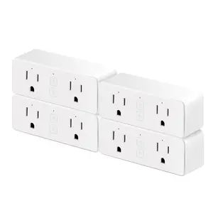 15A Dual  Plug, WiFi Outlet Extender,  Socket with Schedule&Timer,  Outlets Compatible with Alexa and  Assistant, ETL&FCC Certified, No Hub Required, 2.4G WiFi Only, 4-Pack
