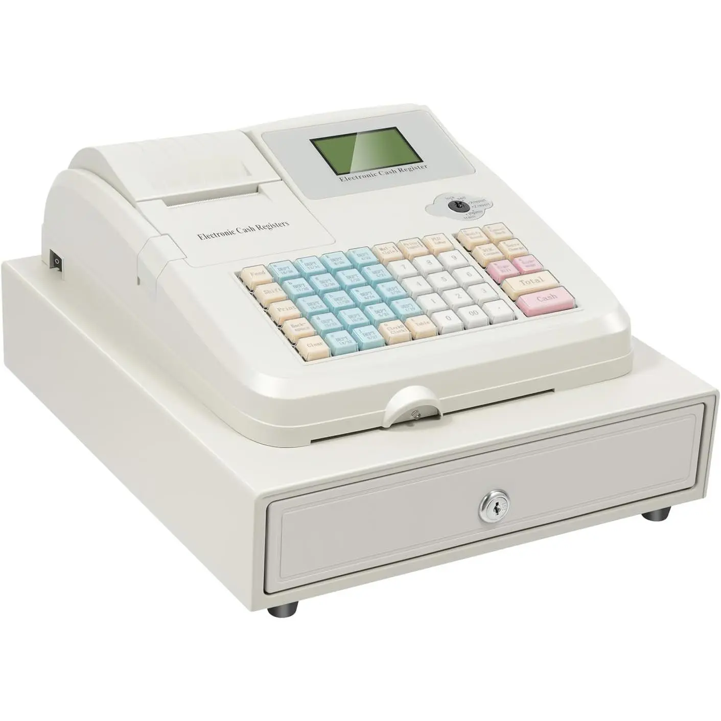 48-Key Electronic Cash Register Machine with Dual COM Ports, 1 USB Interface, Cash Safe Box for Small Businesses, Catering