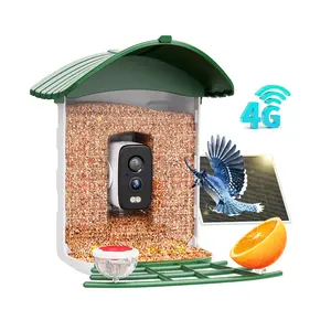 [Summervibes] 4G LTE Cellular Camera with Bird Feed, 1 Year Trial AI Identify HD Bird Watching Camera, 4 DIY Add-ons, Bird House with Solar Panel for Outdoor, 7800mAh Battery, Suitable for Bird Lover（4G DATA REFILL Required） outdoorfun