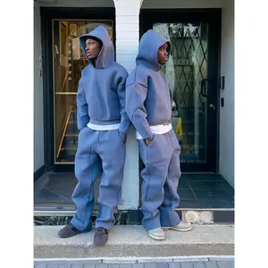 New Men'S Polyester Tracksuit Set, Hooded Sweatshirt & Sweatpants, Solid Color Sports Suit, Casual All-Season Wear, with Pockets, Slight Stretch Woven Fabric, for Adult Weekend Casual Outfit
