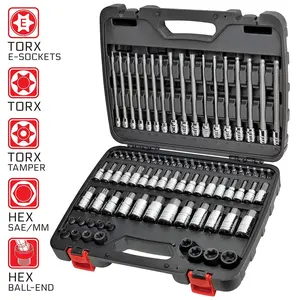 CARBYNE 84 Piece Master Hex & Torx Bit Socket Set & External Torx (eTorx, Female Torx) Socket Set - S2 Steel Bits, Corrosion Resistance, Durable Case