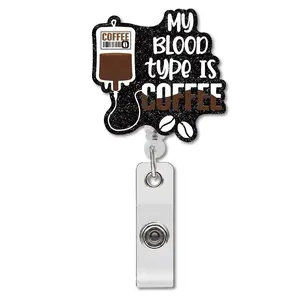 Coffee Themed Badge Holder, Funny Scalable, Retractable Badge Holders, Identification Badges & Supplies for Doctor Nurse Social Worker Colleague Teacher Coffee Lover