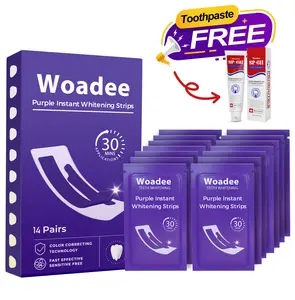 Woadee Teeth Whitening Strips Purple Colour Corrector for Brighter Teeth SP-6H Hydroxyapatite Toothpaste Free 14 Pairs