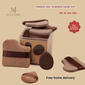 Ultra-Soft 6PCS Chocolate Brown Makeup Puffs – Gentle on Skin, Ideal for Foundation & Powder