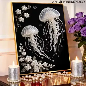 DIY Pearl Painting Kit, 2D Flat Printing, Size 30x40cm, Luxury Elegant Design, Self-Adhesive Pearls, Home Decor, Decorative Art, New House Gift