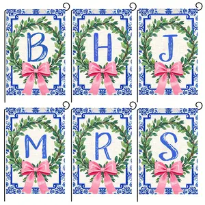 【summervibes】Chinese Garden Flag, Chinese and Butterfly Knot Flag, Poplar Wreath, Courtyard Family Surname Flag, 12x18 inches, suitable for outdoor decoration, home and scene decoration in spring, Easter, summer and festivals, excluding flagpoles