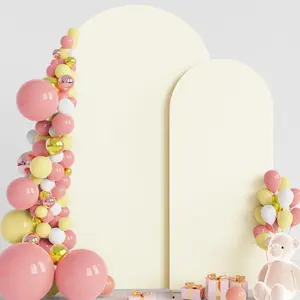 Wedding Arch Backdrop Cover 7.2FT, 6FT Spandex Fitted Ivory Arch Covers 2 Set Round Top Chiara Backdrop Cover for Birthday Banquet Decoration