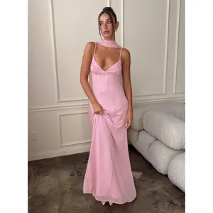 Jadira Scarf Maxi Dress Light Pink