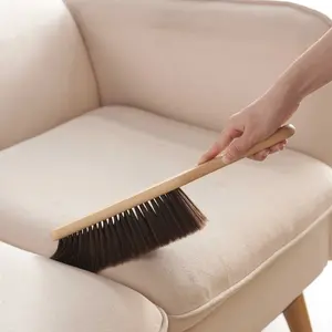 1pc Household Wooden Handle Sweeper Brush, Hand Broom Counter Duster Dusting Brush for Home Cleaning, Soft Dust Brush with Long Wooden Handle for Bed Sofa Furniture Couch Bench Car Cleaning Supplies